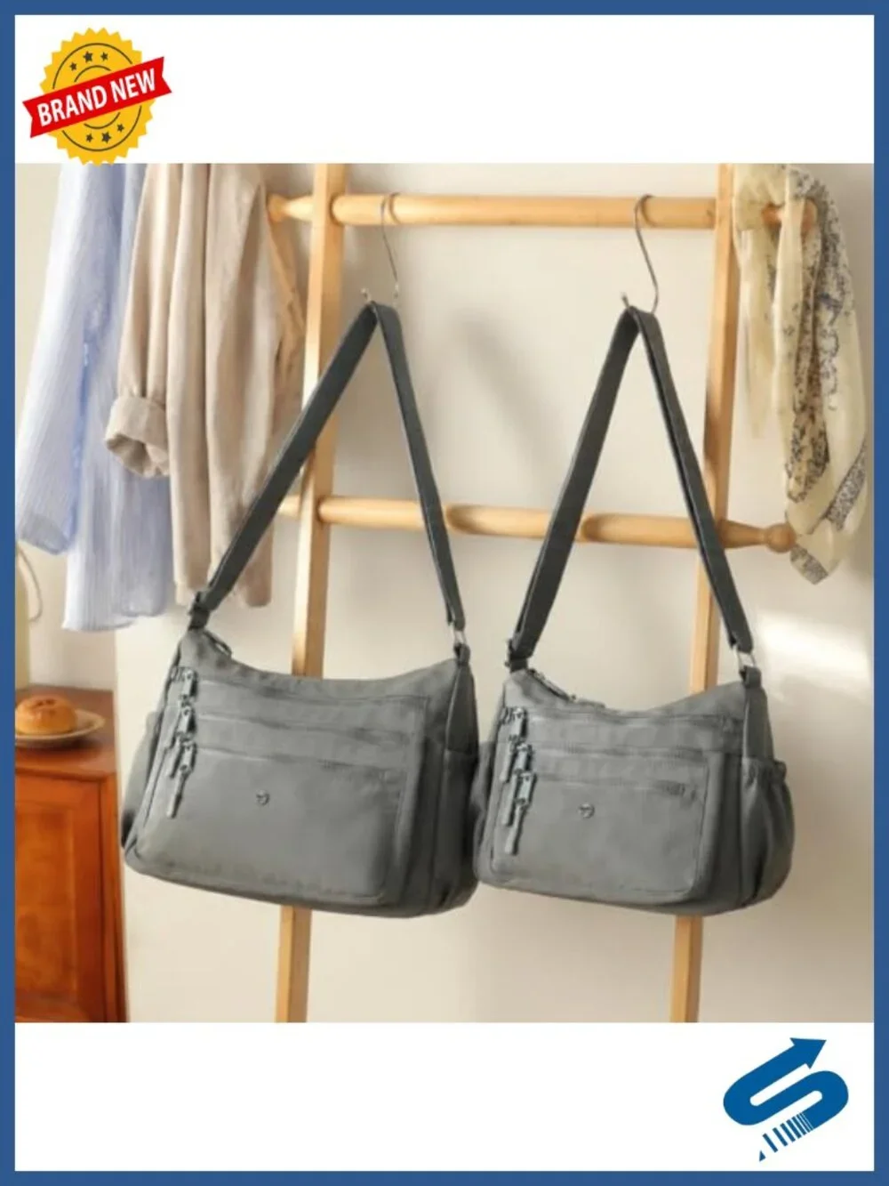 Nylon Crossbody Bag with Multiple Pockets Lightweight Travel Shoulder Handbag